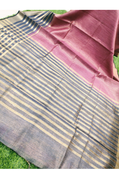 Stripes Pattern Border And Pallu Design Magenta Soft Silk Saree (KR1051)